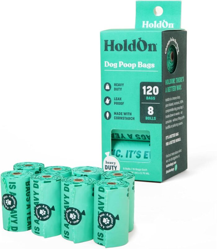 HoldOn Pet Waste Bags – Unscented Leak Proof & Tear Resistant Dog Poop Bags Extra Thick Durable (1 Pack)