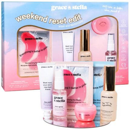 grace & stella Award Winning Mothers Day Gifts Bulk – Gifts for Women – Travel Size Toiletries with Eye Masks, Hyaluronic Acid Serum, Lip Balm & More – Anniversary, Bachelorette Party – Vegan Sef Care